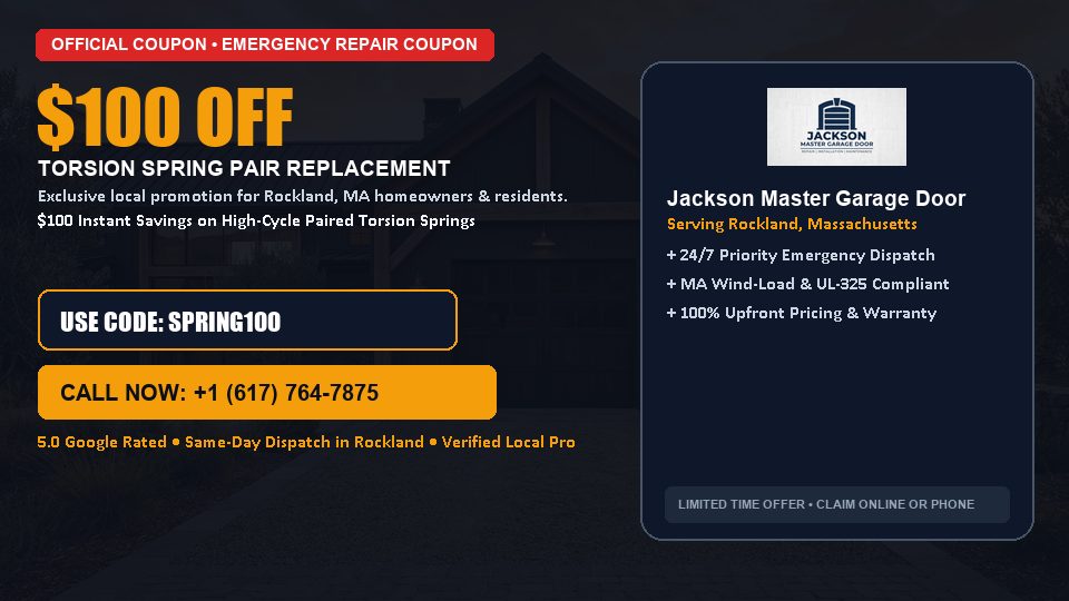 Jackson Master Garage Door $100 OFF Dual Torsion Spring Replacement in Rockland, MA